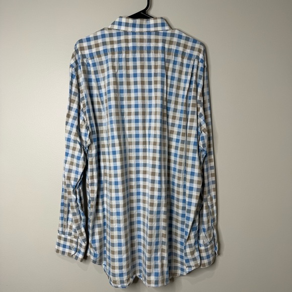 Hagen Carmel 100% Cotton Blue White Check Business Casual Button Down Shirt XXL - Picture 5 of 8